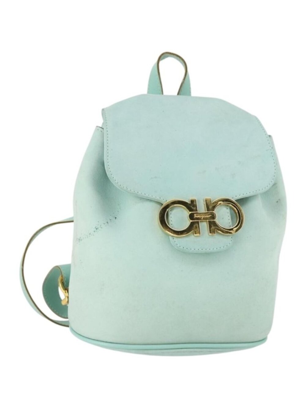 Salvatore Ferragamo Gancini Backpack Suede Green Gold